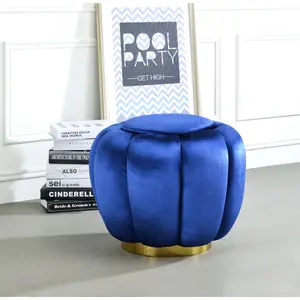 Backless Round Velvet Ottoman - Heiress