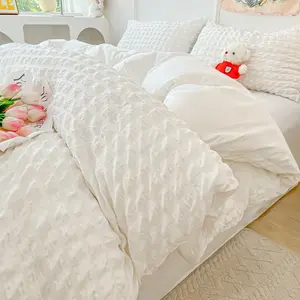 3pcs Bubble Mesh Decorative Breathable Bedding Set, Includes 1 Lace Duvet Cover and 2 Pillowcases, Zipper Design, Soft Fabric, All Seasons, Duvet Cover Sets
