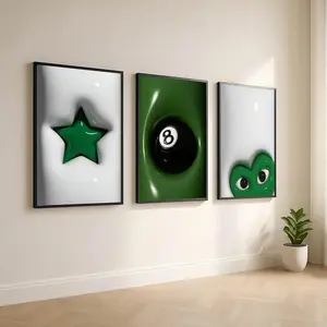 Set of 3 HypeBeast Print, HypeBeast Room Decor, 8 Ball Print, Y2k Apartment Decor , Product without frame