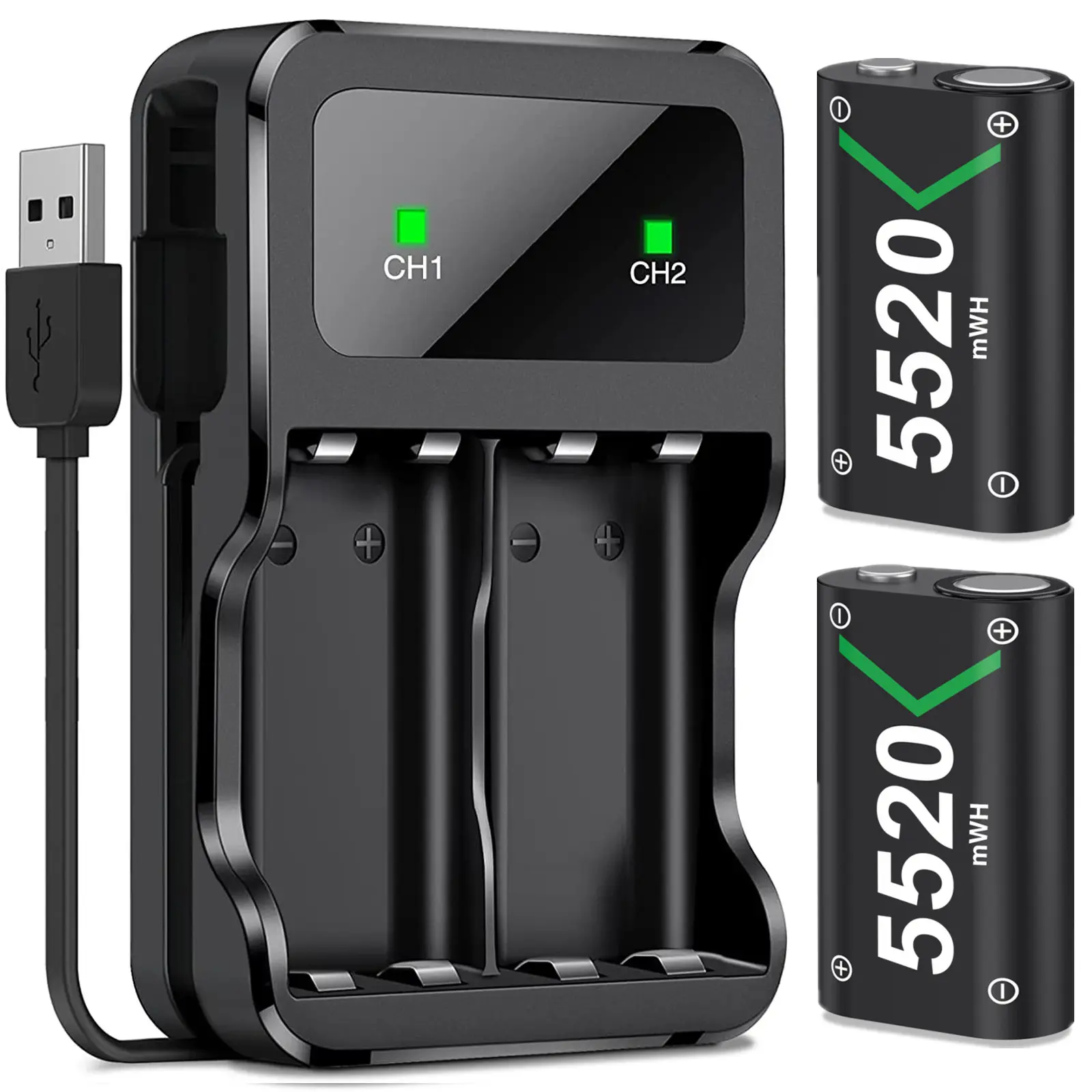 Rechargeable Batteries for Xbox One/Xbox Series X|S, Battery Pack for Xbox One S/One X/One Elite Controller Charger Battery,Xbox Batteries Pack+Charging Cable