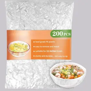 200-Pack Reusable Stretch Food Covers: 14-Inch Bowl Covers for Sourdough Proofing, Elastic Silicone Covers to Keep Dough Fresh (Clear)