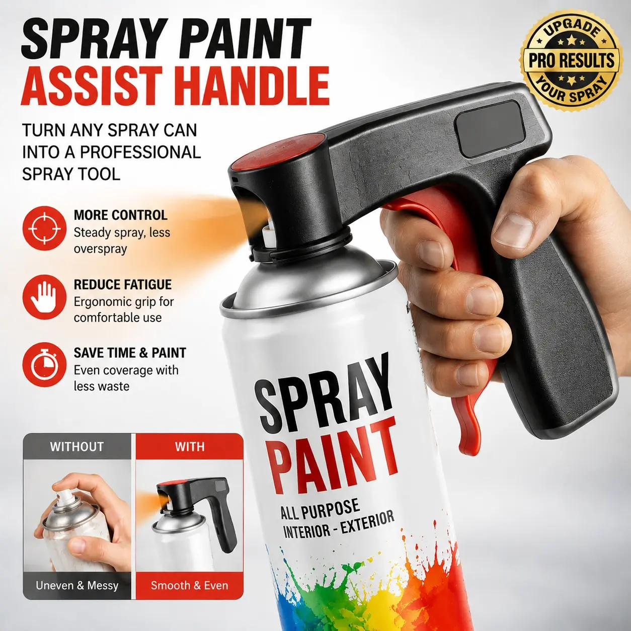 Universal Spray Paint Handle Tool – Portable Ergonomic Spray Can Trigger Grip, Assisted Nozzle Handle for Smooth & Precise Paint Application, Reduces Finger Fatigue, Reusable Universal Fit for Spray Paint, Primer & Coating Cans