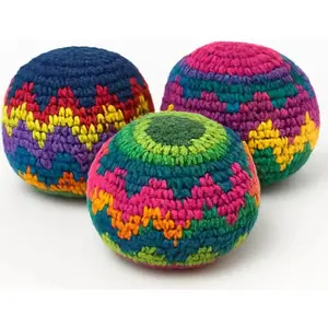 (New) 6PCS Handmade Crochet Hacky Sacks Set - Dirtbag Hacky Sacks, Toss Bags for Kids, Playground & Travel (Random Colors)
