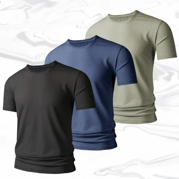 Three Men's Short Sleeve T Shirts Summer Outdoor Style Crew Neck Lightweight Breathable Fabric Easy Match Casual Everyday Wear Beige Black Blue Khaki