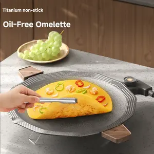 36 Titanium Electric Skillet & Grill Pan - 800W Fast Heat, 4-in-1 Smart Temperature Control, Foldable Stand, Healthy Non-Stick, Party Cooking for 4-6 People