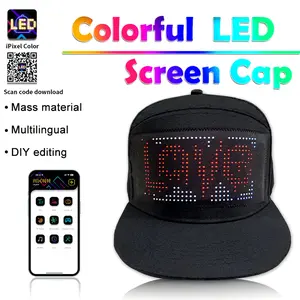 DIY LED Light Display Screen Smart Matrix Hat APP Controlled Display Signs Caps Bluetooth Baseball Hat Hip Hop Party Cool Decor fun hat trendy hat MAGA Trump snapback  hats