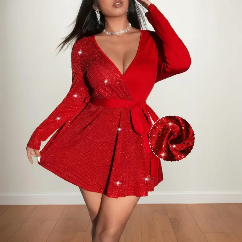 womens holiday wrap dress Women's Wrap Dress - Retro Floral Mini Wrap Dress
