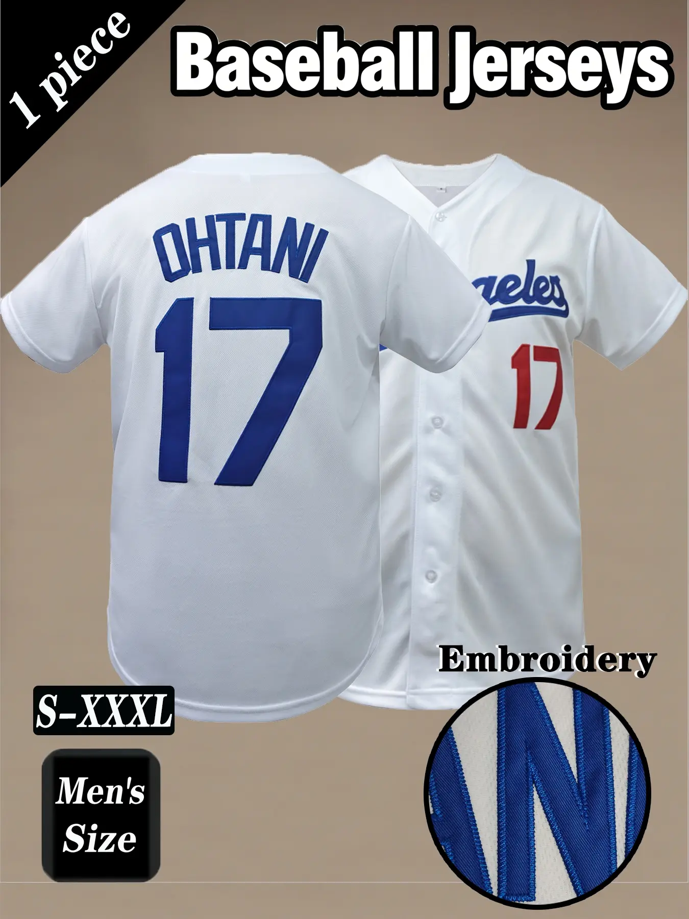 Men's 17 baseball jersey, Athletic tops, Fan sportswear top, Los Angeles letter embroidered Ohtani jerseys, Daily casual, comfortable, breathable short sleeved cardigan suitable for outdoor sports, street hip-hop outfits, essential fan gifts