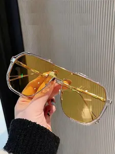 Unisex Summer Fashionable Tinted Lens Aviator Sunglasses, Trendy Casual Sunglasses for Summer Everyday Use, Fashion Glasses Accessories for Outdoor Activities, Trendy Beach Eyewear, Aviator Frames Sunglasses