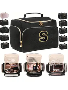 Large Wide-Open Travel Toiletry Bag, Lightweight Makeup Cosmetics Organizer with Handle, Essential Toiletries Storage for All Seasons, Travel Cosmetic Bags, Cosmetic Pouch