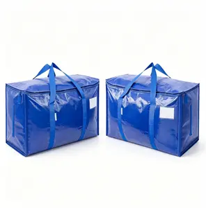 Extra Large Moving Storage Bags, Heavy Duty Clothes Organizer with Zipper & Handles, Reusable Packing Bags for Moving, Bedding, Blankets, College Dorm, Home Organization, Waterproof, Blue