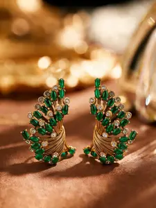 1 pair of retro light luxury fan shaped diamond studded earrings, Fashionable Earrings, suitable for daily wear, vacation dates, and other occasions, and also a surprising and exquisite small gift.