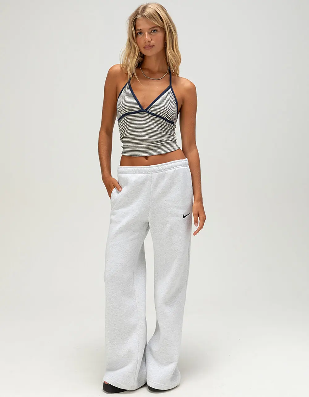 NIKE Studio Fleece Womens Mid Rise Wide Leg Pants