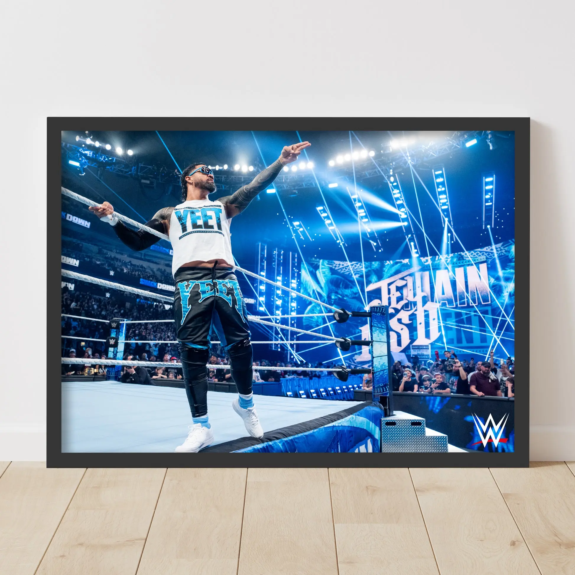 WWE Print - Jey Uso on Ring Side Poster Wrestling Wall Art Decor Photo Satin