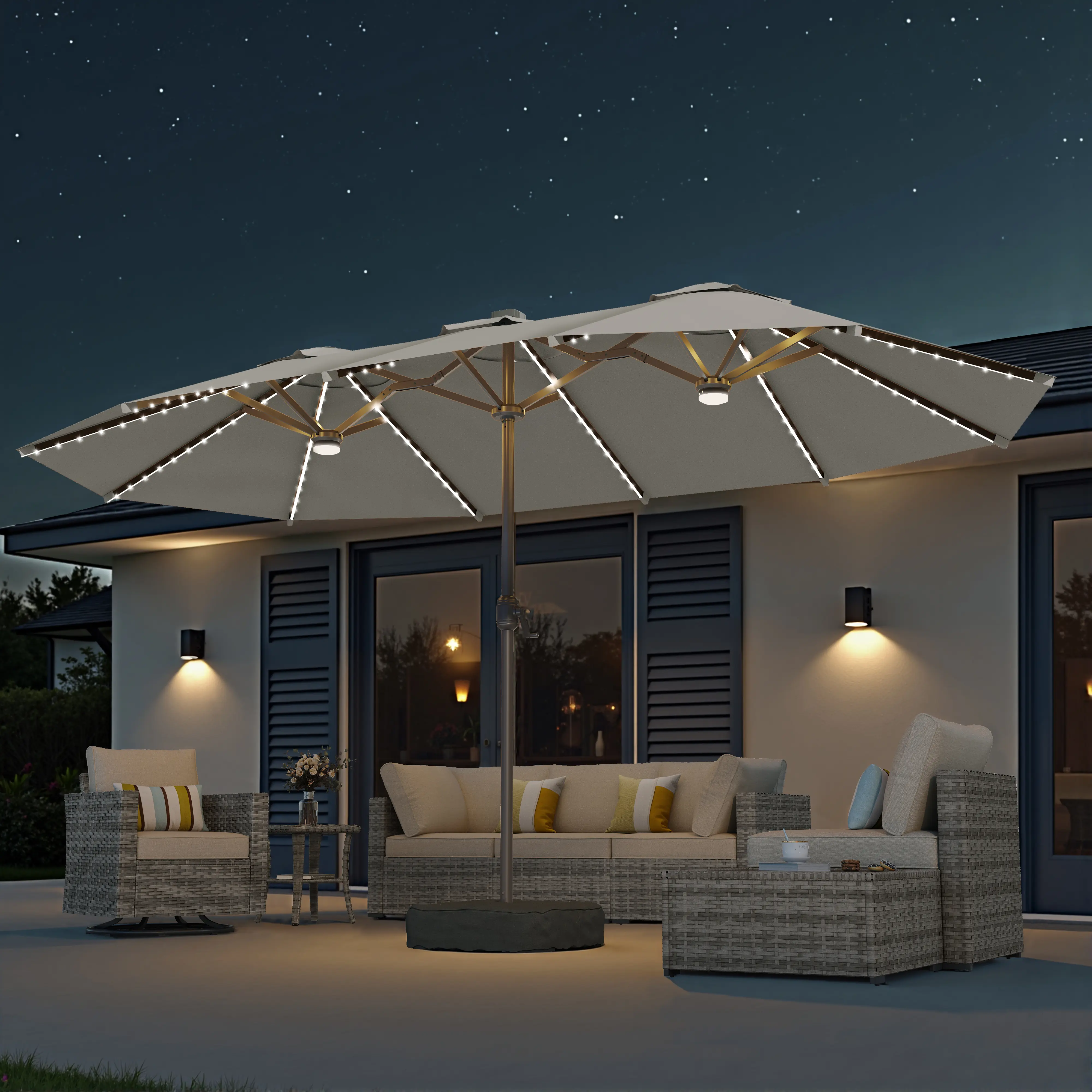 Light Grey With Solar Colored Lights