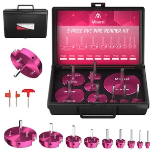 9 Pcs PVC Pipe Reamer Kit With 1/2 inch, 3/4 inch, 1 inch, 1-1/4inch, 1-1/2inch, 2inch, 2-1/2inch, 3inch, 4inch, PVC Fitting Saver, PVC Reamer, Aluminum PVC Socket Saver for SCH40 PVC CPVC ABS Pipe Pipe Expander Heads