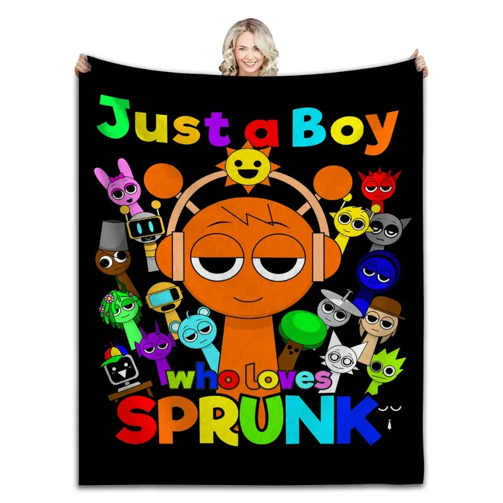 Sprunki Incredibox Soft Fuzzy Plush Throw Blanket for Couch Bed, Multi Size Cozy Blanket, All Seasons Warm Lightweight Bedspread, Aesthetic Room Decor, Gift for Kids Teens, Birthday Christmas Gift, Dorm Essentials