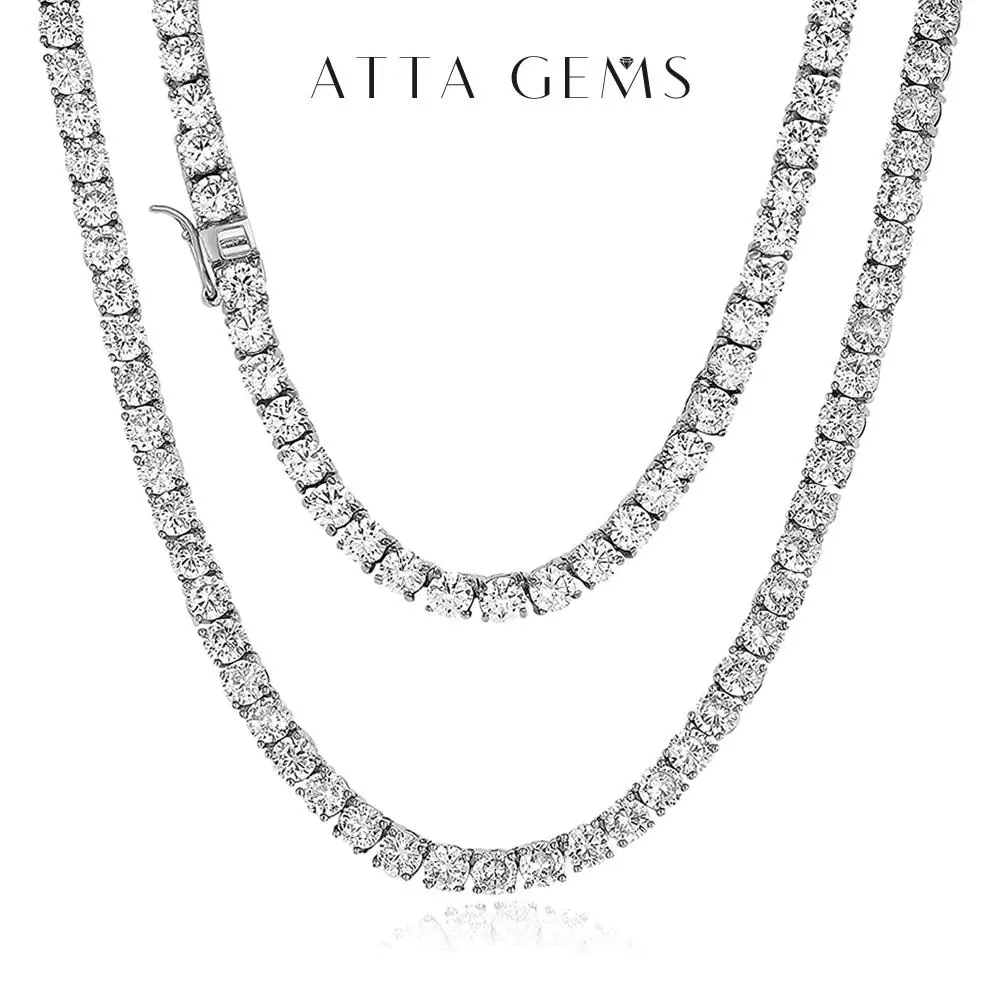 Women's Synthetic Moissanite Tennis Statement Fashion Necklace - 0.1CT, 0.5CT Chain, Party & Anniversary Gift N004 summerwins