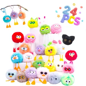 OMyFav 24 Pcs Kids Keychains - Cute Keychain Set for Birthday Bags, Christmas Stocking Stuffers, Party Favors, Pinata Toys & Classroom Prizes