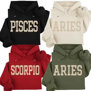 Minimalist Zodiac Vibes Hoodie – Clean Astrology Pullover with Bold Aries, Pisces & Scorpio Lettering, Cozy Everyday Hoodie Gift for Zodiac Lovers & Horoscope Fans