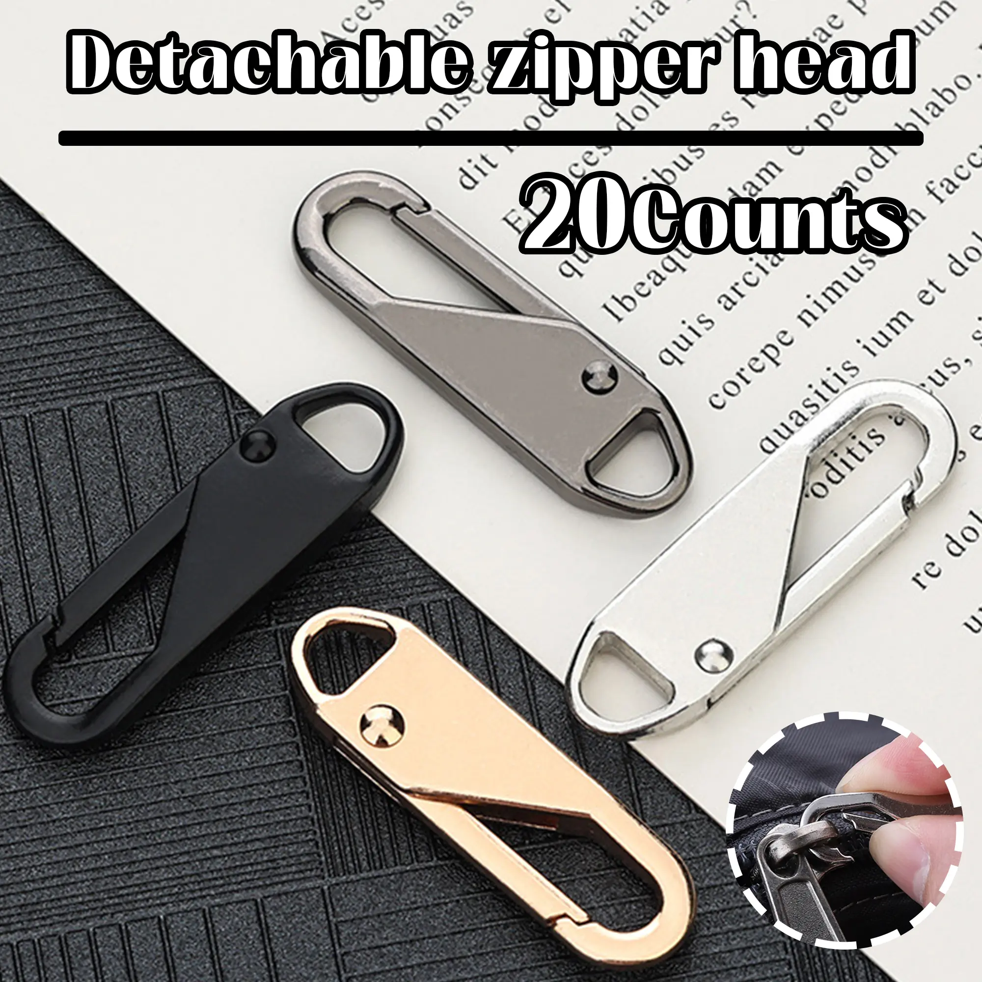 20 Counts Zipper Pulls, Detachable Zipper Pull Tabs suitable for most bags and clothes, Replacement, 20‑Pack Spares
