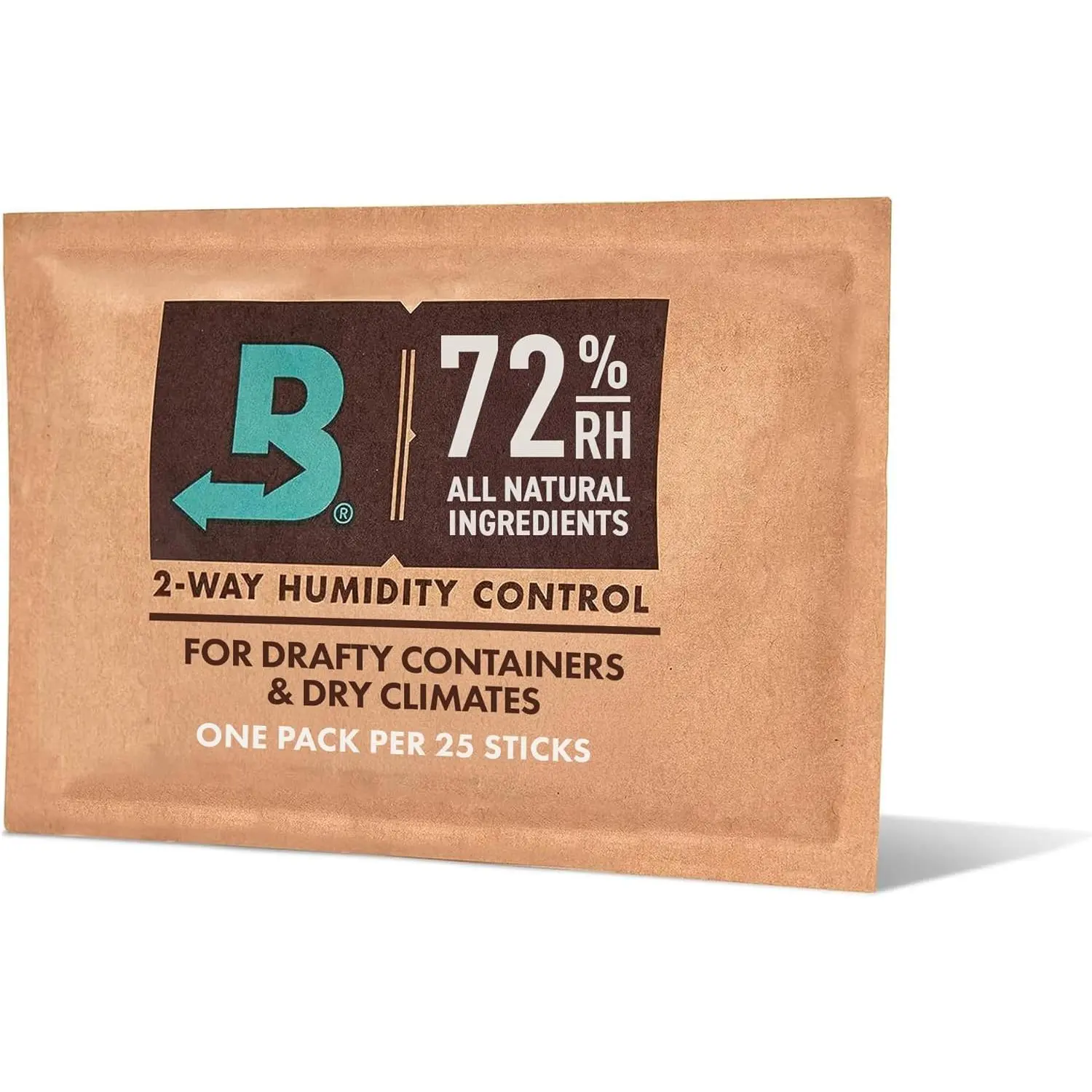 Boveda 72% Two-Way Humidity Control Pack for Storing Up to 25 Items – Single – for Wood Containers – Moisture Absorber – Humidifier Pack – Individually Wrapped Hydration Packet