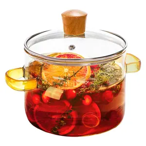 Glass Saucepan,1.5L/54OZ Double Handle Heat-resistant Glass Cooking Pot with Lid, Glass Stovetop Pot and Pan, Cookware Set Cooktop Safe for Pasta Noodle, Soup, Milk