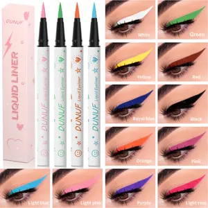 1Pc, UNUF Colorful Liquid Eyeliner Pen, 12 Vibrant Shades Available, Fine Flexible Brush Tip, Smooth Ink Flow, For Daily Festival Creative Eye Makeup, ViralColoredEyeliner, FestivalEyeCosmetics, MultiColorEyeMakeup, TrendyPartyMakeup