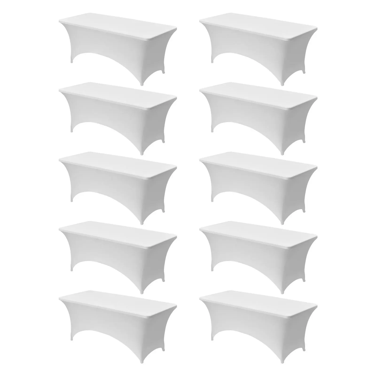 【Summerfinds】VEVOR 10 Pack Table Cloth for 6FT Rectangular Fitted Events, Wrinkle-Resistant Stretch White Table Covers, Washable Spandex Tablecloth Protector, for Party, Wedding, Cocktail, Banquet, Festival