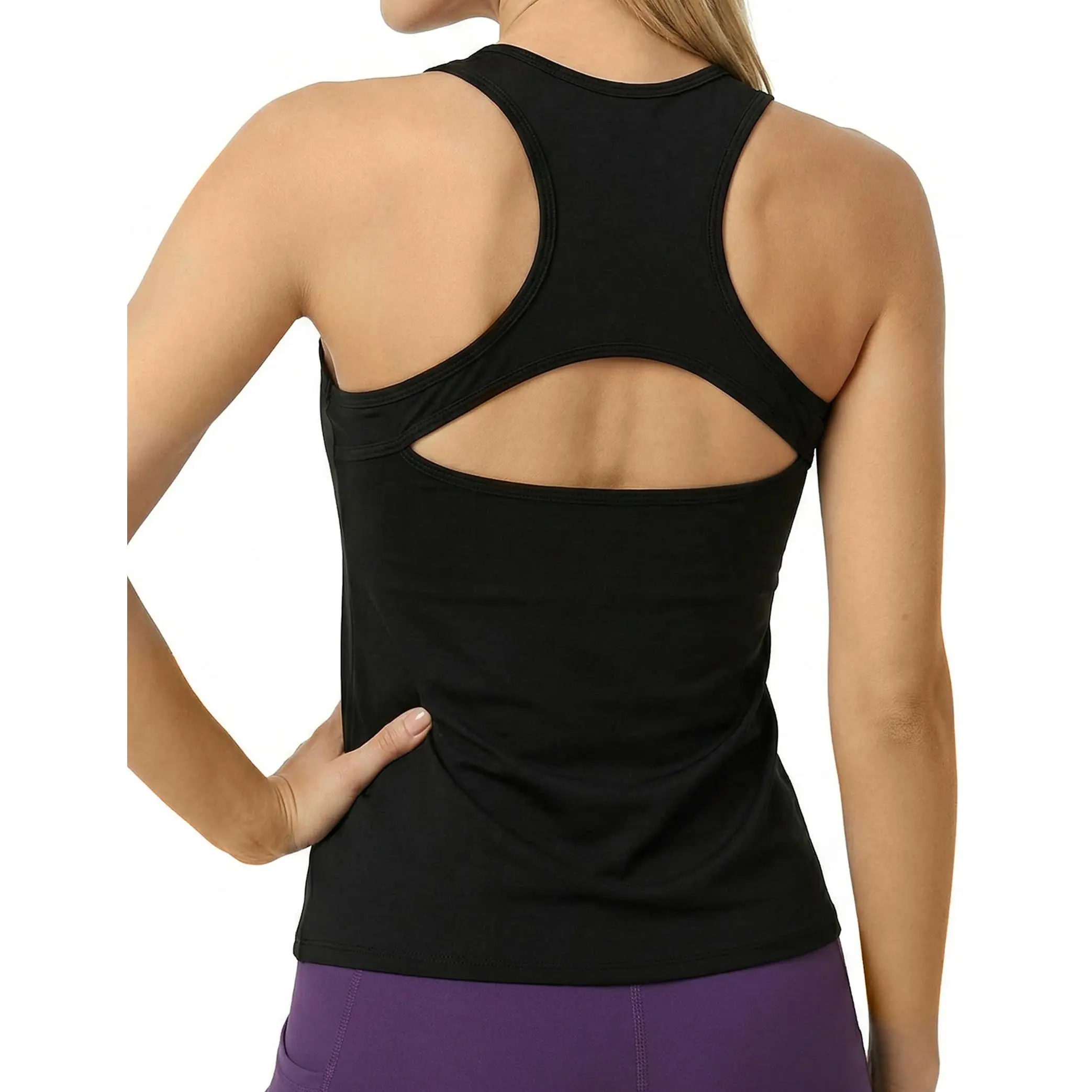 Women's X-Strap Cutout Sports Tank | Racerback Vest with Geometric Details | Trendy Gym Top