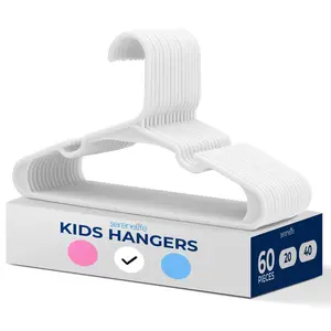 Plastic Kids Hangers 60-Pack Non-Slip Space-Saving Design White