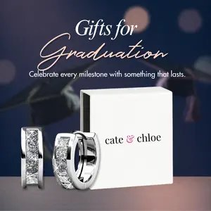 Cate & Chloe Giselle 18k White Gold Plated Huggie Hoop Earrings for Women with Simulated Diamond Crystals – Hypoallergenic, Secure Latch Back, Gift Box Included – Single Pair or 3-Pair Sets Offered in White Gold, Yellow Gold, or Rose Gold
