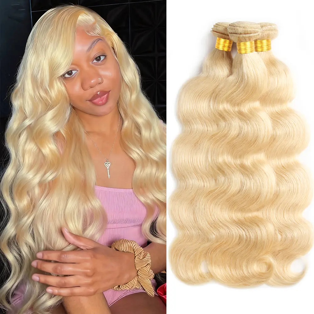 613 Blonde Human Hair Bundles Body Wave Brazilian Human Hair Bundles Straight Hair 3 Bundles