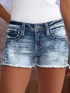 Retro Embroidered Ripped Denim Shorts, A Summer Carnival Code for Hippies