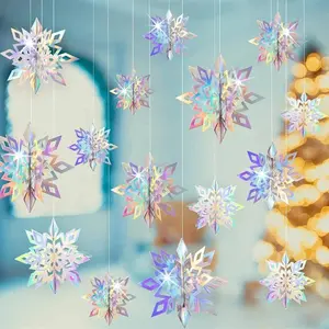 6Pcs/Set Cardboard 3D Snowflake Decoration Hanging Christmas Tree Ornament Xmas Home Decor Navidad New Year Accessories New