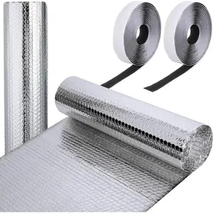 Rv Window Reflective Insulation Roll 39.4inch*6.6ft Double Aluminum Foil Heat Bubble Thermal Window Shade Door Cover Blackout for Garage Roof Travel Camper Skylight Shield