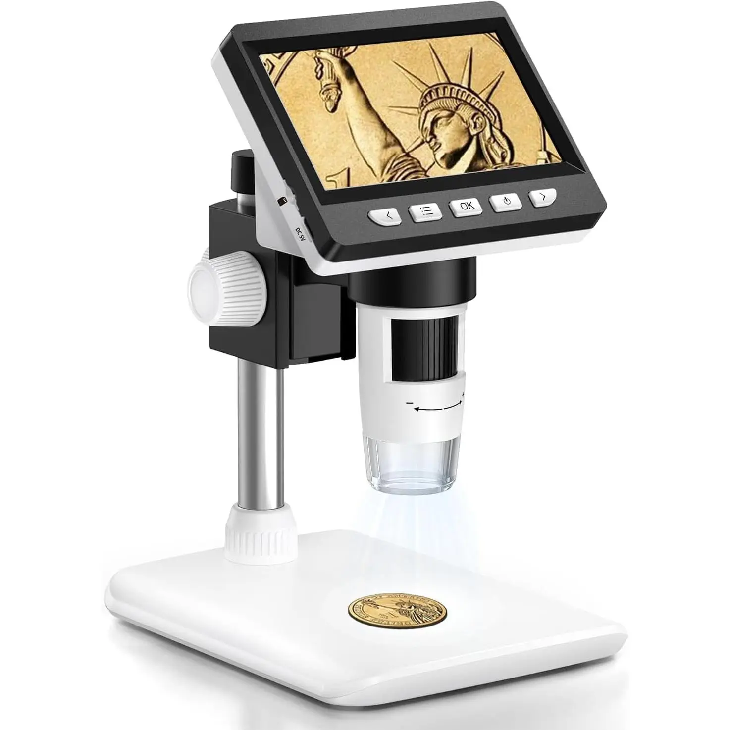 Microscope - 4.3" LCD Digital Microscope 1000X, 1080P USB  Microscope for Error  with 8 Adjustable LED Lights, PC View, Compatible with MacOS Windows