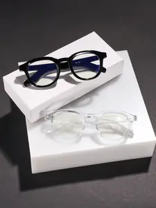 Men Women Basic Casual Square Frame Glasses, Square Frame Eyewear, Anti-Blue Light Lens, Lightweight Comfortable Design, Daily Wear Essential