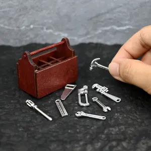 9pcs Miniature Accessory Toolbox, 1/6, 1/12 Dollhouse Items, Model House Decorations, Model House Additions, Miniature Toys, Photography Props, Mini Landscape Ornaments, Miniatures Decor, Small Gifts, Giveaways, Home Decor Items