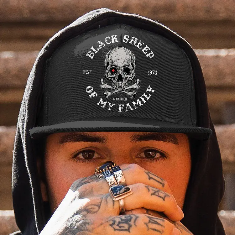 Unisex Black Sheep Graphic Snapback Hat - 5-Panel Structured Cotton Twill Flat Brim Adjustable Cap, Flat Brim Hats, Flat Bill, Baseball Cap