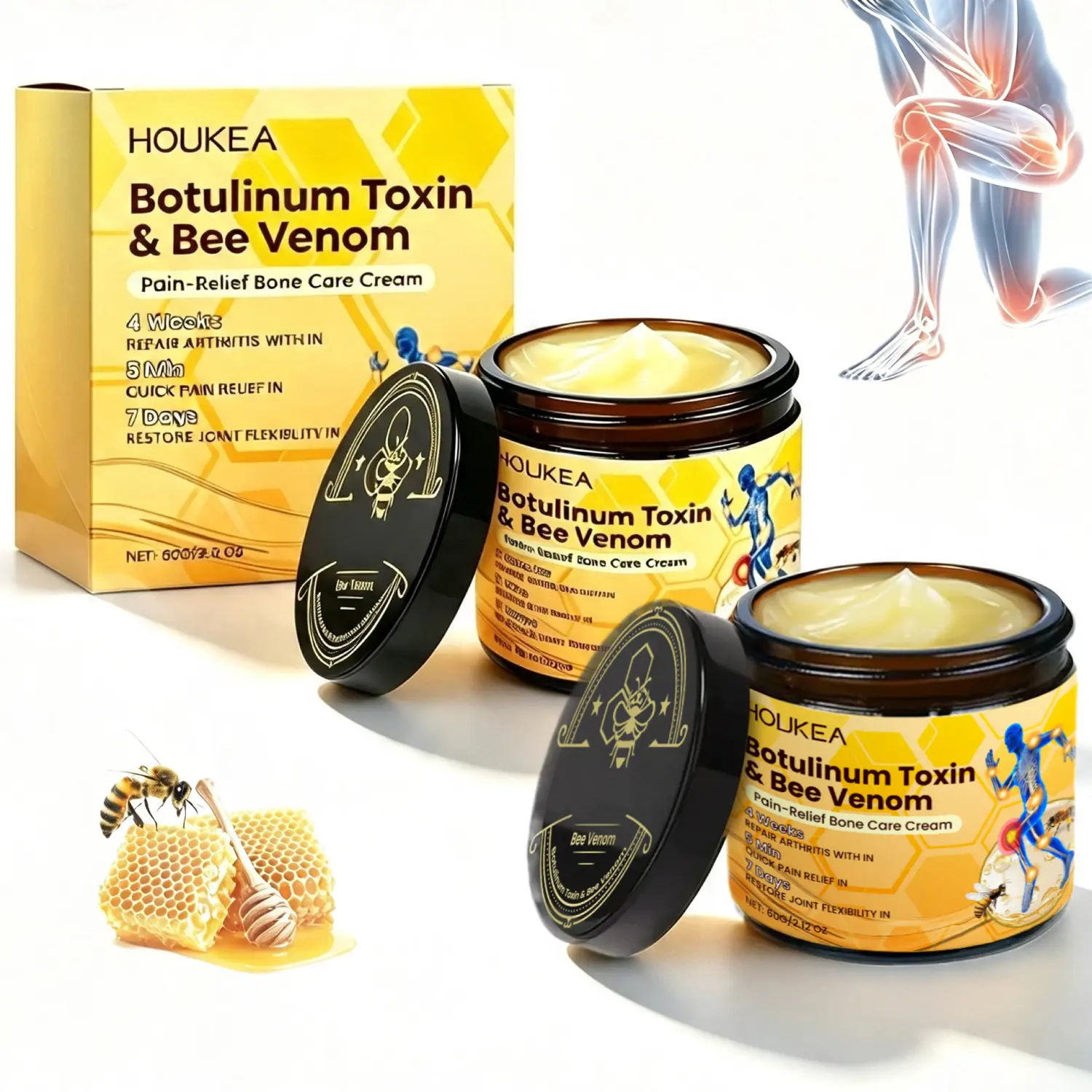 2-Pack Natural Joint Relief Topical Massage Balm (Each 60g) - Neurotoxin Peptide-Infused, Moisturizing Body Balm for Knee/Wrist Discomfort, Boosts Flexibility, Mobility & Antibacterial Skin Defense for Daily Support body care products