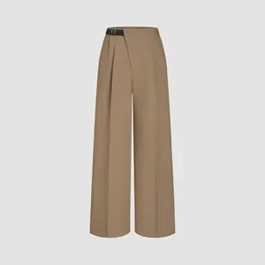 Cider [size XXS Petite-XL Petite] Petite Mid Rise Solid Belted Straight Leg Trousers