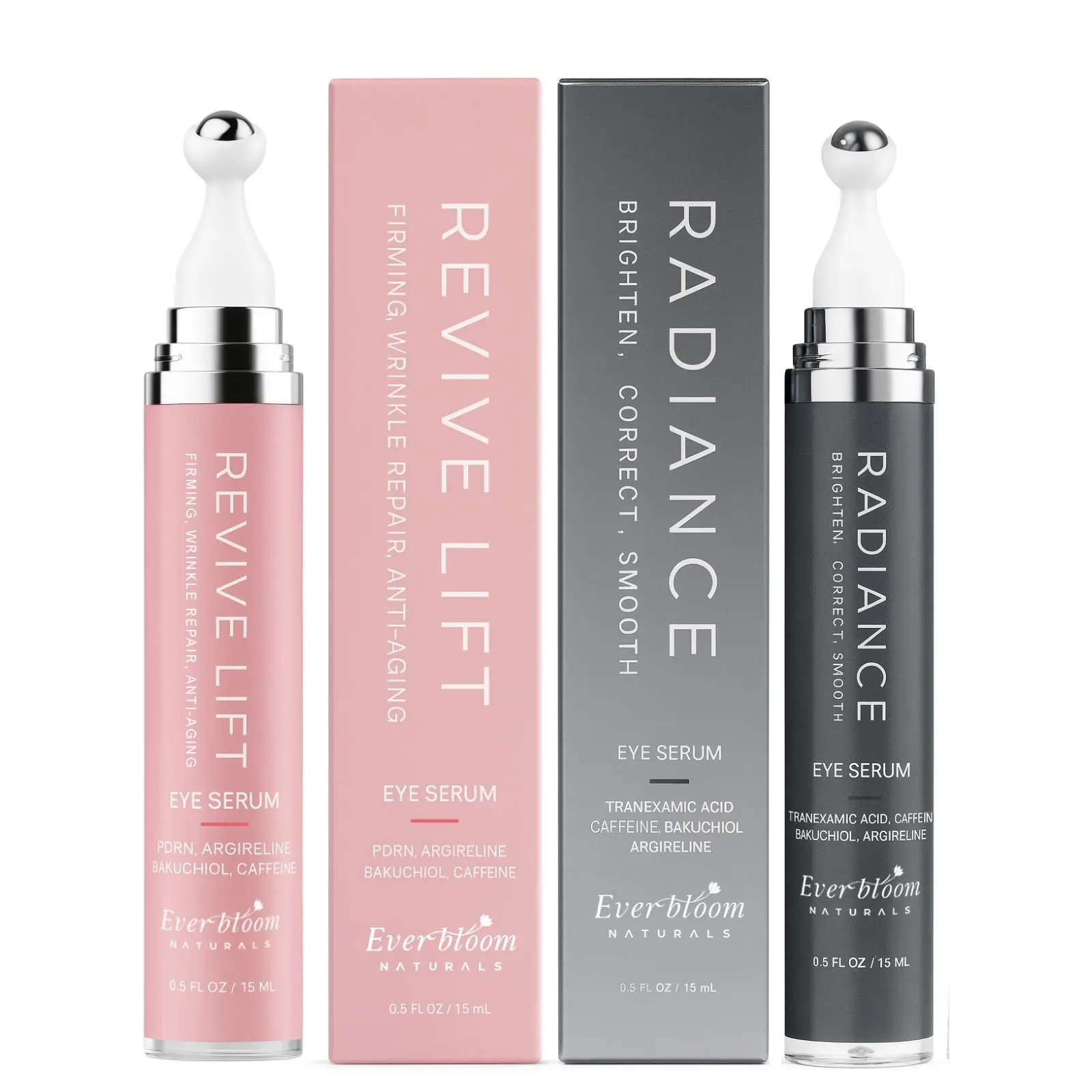 Ever Bloom Naturals Eye Care Gift Set – PDRN & Tranexamic Acid Eye Serum Rollers Duo for Brightening, Firming, and Anti-Aging