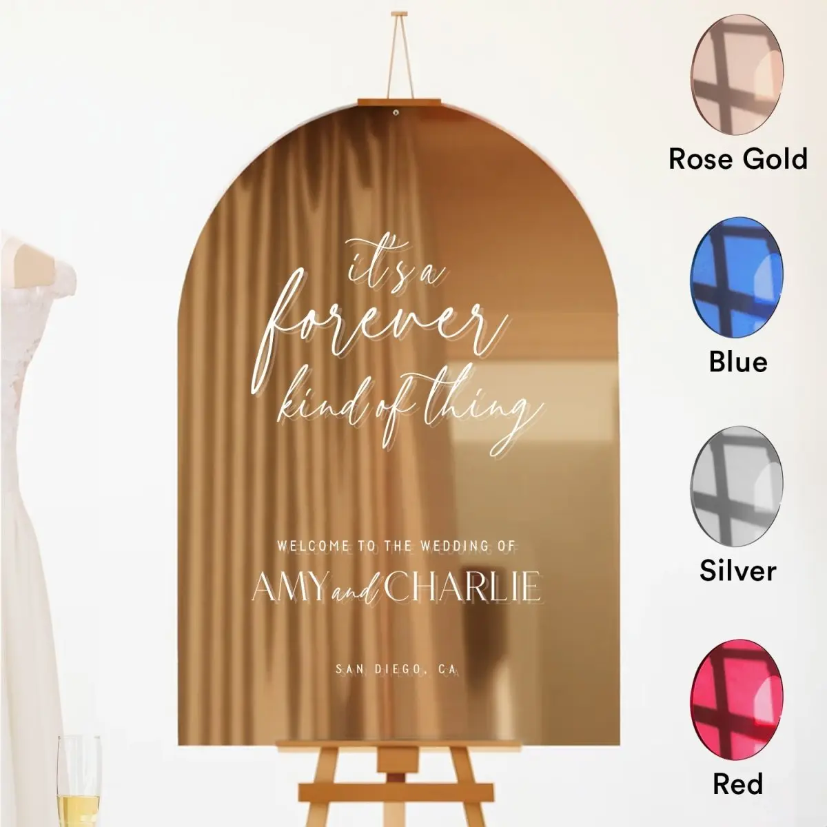 Mirror Wedding Welcome Sign, Gold Wedding Sign, Gold Mirror Wedding Sign
