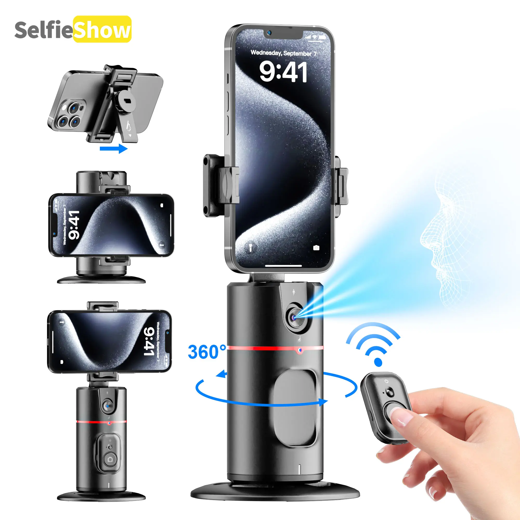 Phone Gimbal Stabilizer, 360° Rotatable Phone Live Broadcast Bracket with Wireless Remote Control, Rechargeable Adjustable Phone Desktop Stand for Phone Shooting, Phone Photography Accessories, Rotating Stand