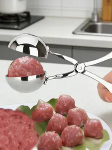 2/1Pcs Stainless Steel Meatball Maker Non Stick Meat Baller Tongs Easy To Use Meatball Scoop For Kitchen Cake Pop Mold Ice Tongs Cookie Dough Scoop Ideal For Making Meatballs Cookies Cake Pops Rice Balls And Melon Balls
