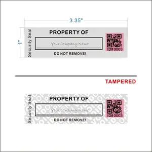 100 count 1" x 3.35" Custom Printable Tamper Evident  Asset Tags,  - Industrial Inventory Property ID Labels for Equipment (Matte ,  QR Code, High  Seal)