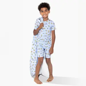 Easter Bunny Blue Bamboo Blanket