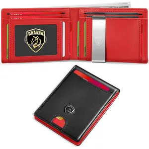 Slim Mens Wallet Front Pocket Wallet for Men with id Window Minimalist Rfid Blocking Credit Card Holder Carbon Fiber Money Clip with Gift Box