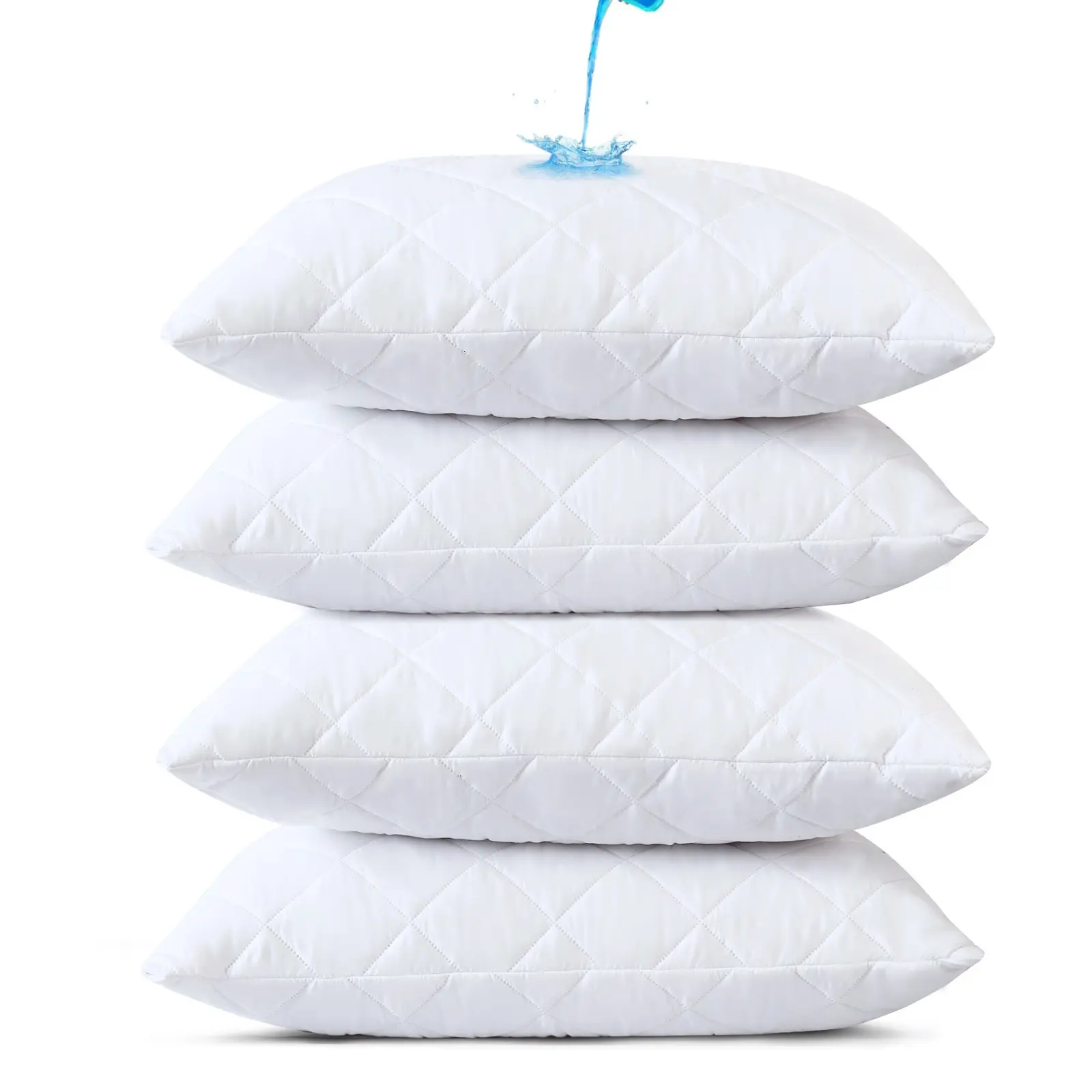 Quilted Waterproof Pillow Protectors – Zippered Pillowcases, Soft Breathable Pillow Encasement Covers, Durable Stretch Fabric – 2 & 4 Pack King (20” x 38”), 2 & 4 Pack Queen (20” x 28”)